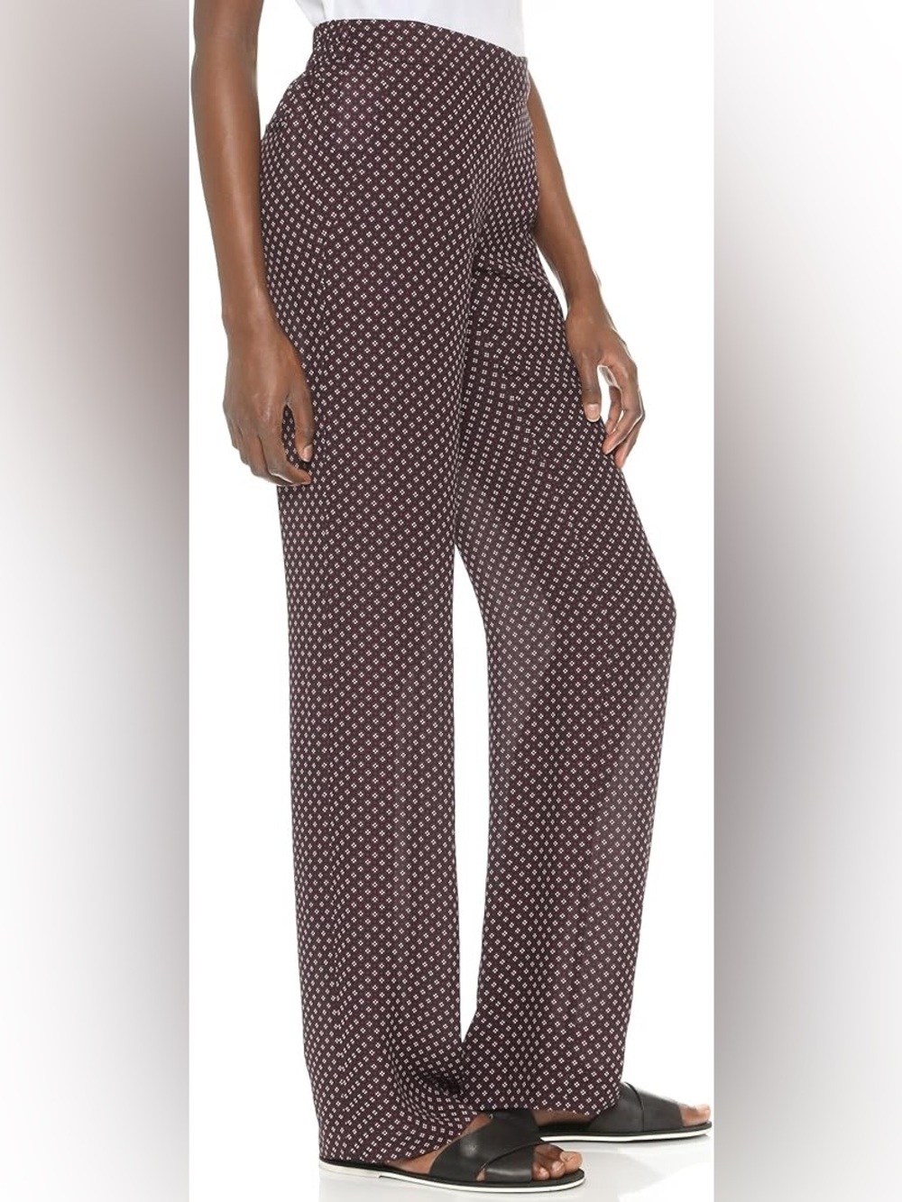 Theory 100% Silk Sz M Brown/Burgundy Mitrana Perennial Printed Pants